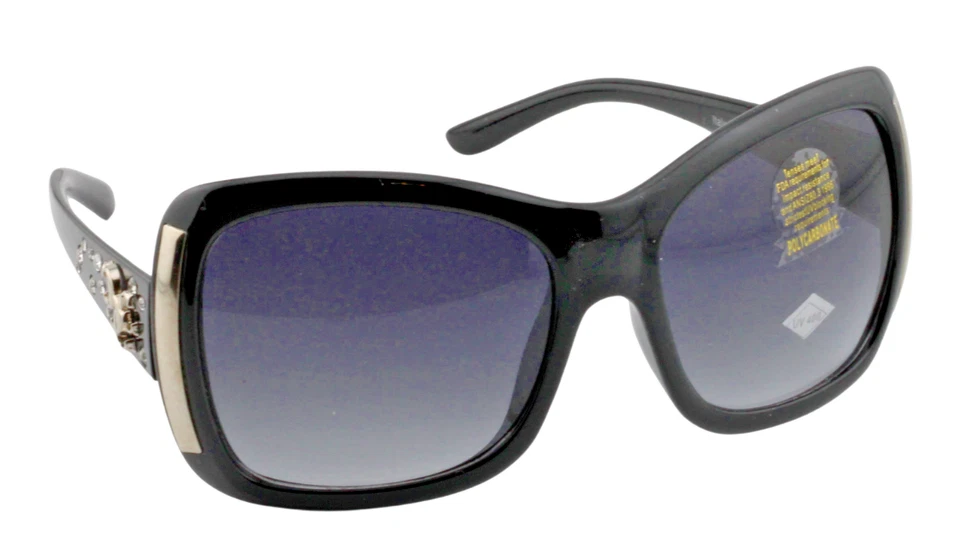 GAFAS DE SOL-Mujer De gran tamaño degradado lente Lav estrás marco negro plateado Foto 1 de 4