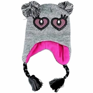 Knit Fun Grey/Pink Critter Girl's Scandinavian Winter Hat - Picture 1 of 1