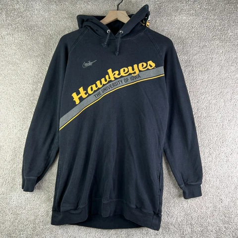 Iowa Hawkeyes Sweatshirt Womens Large Black Hoodie Nike Spell Out Graphic Logo Cover