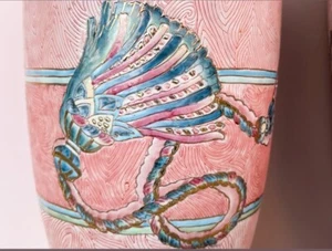 Palm Beach Regency Pink, Teal, Gold Ceramic Tassel Lamp Grandmillenial Vintage - Picture 1 of 7