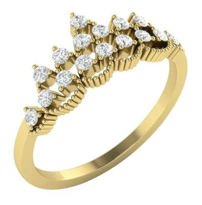 VS1 E 0.40 Carat Genuine Diamond Crown Wedding Engagement Ring 14K Yellow Gold - Image 1 of 4