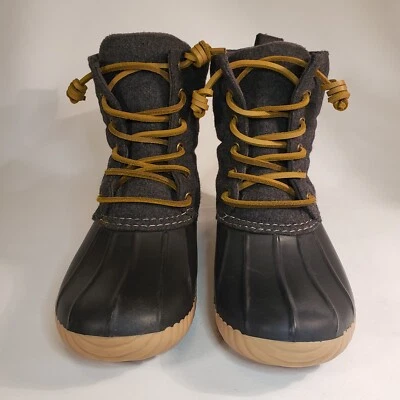 STEVE MADDEN 靴子 Dunklin 167483 灰色黑色织物橡胶防水 8 码 — 第 1/4 张图片