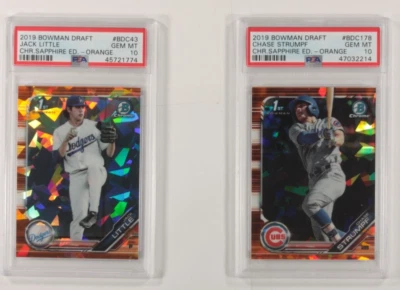 Lot Of 2 PSA 10 2019 Bowman Chrome Draft Orange Sapphire Edition Little, Strumpf - Image 1 of 3
