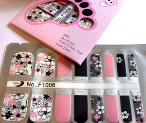 Arte en uñas autoadhesivo esmalte de uñas punta completa pegatina rosa flor blanca 1006T - Imagen 1 de 3