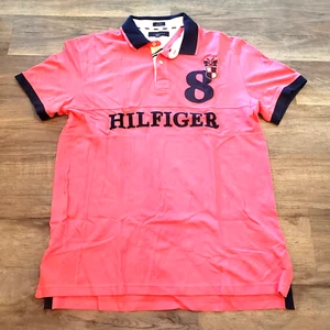 NWOT Tommy Hilfiger Men's XL Short Sleeve Polo Shirt Spellout Embroidered Logo - Picture 1 of 9