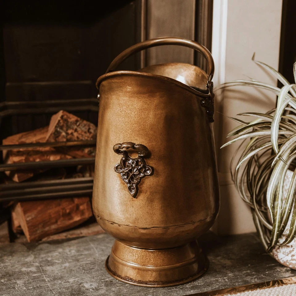 Antique Brass Coal Scuttle or Bucket - Fireside Accessory - Image 1 of 4