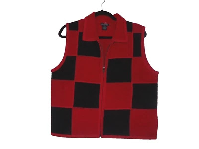 Chaleco Tally Ho Mujer Talla L 100% Lana Negro y Rojo Cuadros Foto 1 de 4