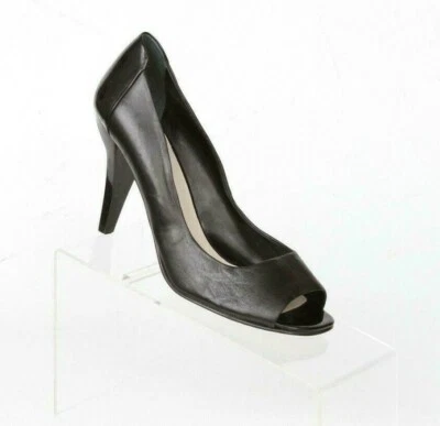 Zapatos de salón Nine West Nwevachen de cuero negro punta abierta cuadrado tacón alto para mujer 7,5 M Foto 1 de 4