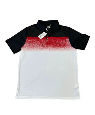 Sligo Mens Short Sleeve Golf Polo Shirt with Red Black Graphic Size Large - Image 1 of 4
