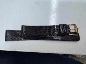 18R Genuine Teju Lizard Strap- Black - New- Gold buckle - Picture 1 of 2