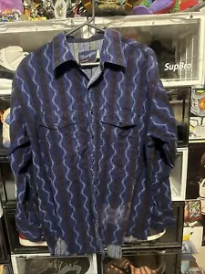 Mens L 17.5 X 35 Wrangler Striped Brushpopper Western Shirt Colorful Long Sleeve - Picture 1 of 3