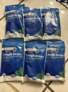 6 packs Walgreens Cough Drops Menthol/Cough Supressant/Oral Anesthetic 30 Drops - Picture 1 of 1