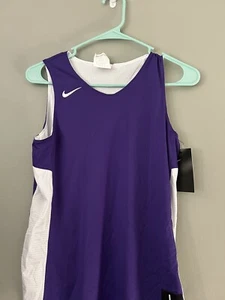 NIKE WOMENS BASKETBALL REVERSIBLE JERSEY TOP SIZE LARGE PURPLE WHITE NWT - Picture 1 of 3