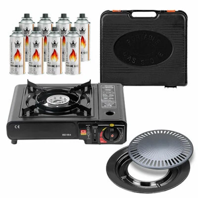 Gaskocher Campingkocher Schwarz Camping Herd Koffer Gas Tischgrill Notfallkocher - Bild 1 von 3