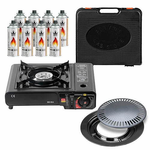 Gaskocher Campingkocher Schwarz Camping Herd Koffer Gas Tischgrill Notfallkocher - Bild 1 von 3