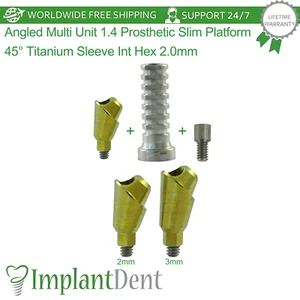Angled Multi Unit 1.4 Prosthetic Slim Platform 45° Titanium Sleeve Int Hex Set - Picture 1 of 10