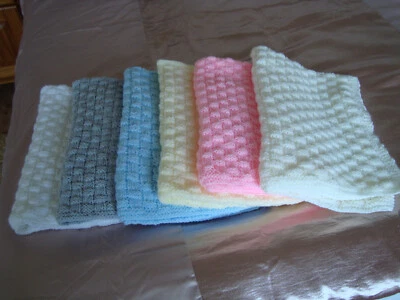 Hand Knitted Baby Blanket - 6 colours - pram-swaddle-moses basket-pushchair - Image 1 of 2