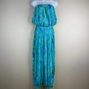 True Colours La Moda Women Boho Resort Jumpsuit Size L XL Beach Cruise Vacation - Picture 1 of 16