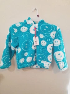 Girls Justice Full Zip Hooded Sherpa Size SMALL 7-8 Faces NWT - Picture 1 of 3