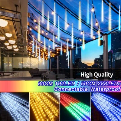 LED Curtain Meteor Shower Light Window Icicle Falling Raindrop Light Party Xmas - Image 1 of 4