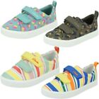 Childrens Clarks Hook & Loop Fastening Canvas Shoes City Bright