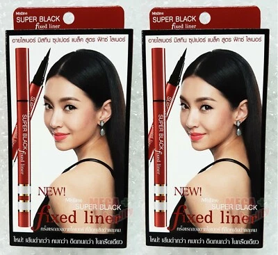 2x Mistine SUPER NEGRO FIJO Delineador de Ojos Maquillaje Fuerte Hermoso Artista Recomendado Foto 1 de 3