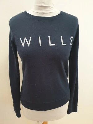 R805 WOMENS JACK WILLS BLUE L/SLEEVE COTTON BLEND CREW NECK JUMPER UK 6 US 2 - Image 1 of 3