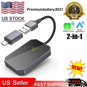 ✅Adaptador inalámbrico CarPlay 2 en 1 Adaptador automático Android USB Dongle Plug & Play RÁPIDO - Imagen 1 de 14