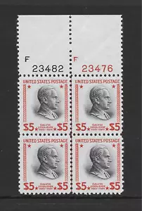 UNITED STATES SCOTT 834 MNH PLATE BLOCK/4 - 1938 $5 CAR & BLK FIFTH BUREAU ISSUE - Picture 1 of 2