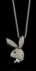 2 Karat Lab Created Diamant Playboy Hase Halskette 14K weiß vergoldete kostenlose Kette