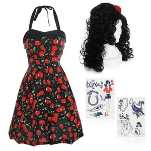 AMY WINEHOUSE COSTUME WIG DRESS TATTOOS BRITISH MUSIC ICON ADULTS FANCY DRESS - Picture 1 of 5