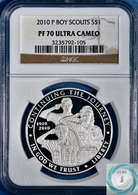 2010-P Boy Scouts Commemorative Silver Dollar NGC PF 70 UC - Cert Varies! - Image 1 of 4