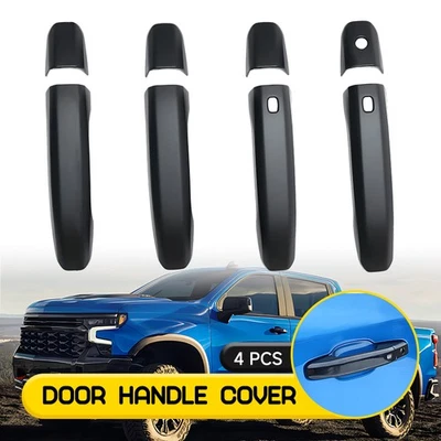 Матовые черные чехлы на дверные ручки подходят для замочных скважин 2020-2025 GMC Sierra HD 2500 3500 - Изображение 1 из 4