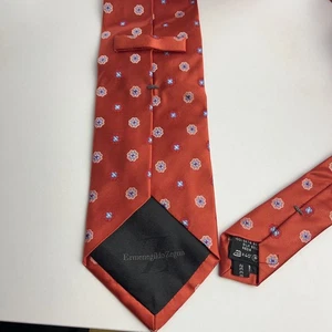 Ermenegildo Zegna Tie Mens Orange Red Floral Silk Made Italy Luxury Necktie Work - Picture 1 of 5
