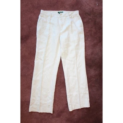 Lauren Ralph Lauren 100% Linen Women's White Trousers size 8/W31 Pants Old Money - Image 1 of 4