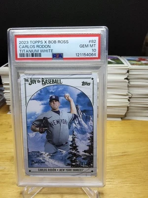 2023 Topps Bob Ross la Alegría del Béisbol Carlos Rodon Titanio Blanco/35 PSA 10 Foto 1 de 2