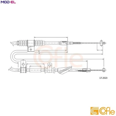 CABLE PULL PARKING BRAKE 17.2523 FOR HYUNDAI COUPE/TIBURON G4DF/G4GF 2.0L 4cyl - Image 1 of 4