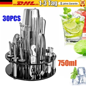 30tlg Cocktail Shaker Set 750ml Edelstahl Silber Mixer Barzubehör Geschenkset - Bild 1 von 17