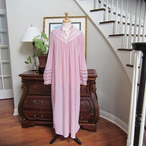 Vintage 80s Donna Richard For Gilligan & O’Malley Long Gown Lace Trim Pink Sz. L - Picture 1 of 7