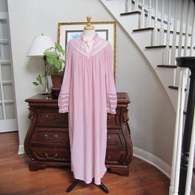 Vintage 80s Donna Richard For Gilligan & O’Malley Long Gown Lace Trim Pink Sz. L - Image 1 of 4