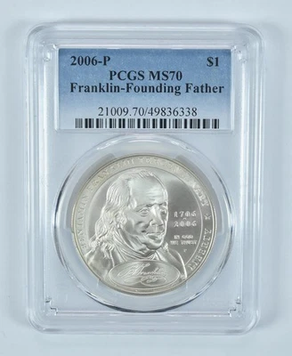 2006-P Benjamin Franklin Founding Father Commemorative $1 MS70 PCGS *1507 - Image 1 of 4