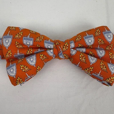 Vineyard Vines Kids Bow Tie Silk Custom Collection Orange Shield Oak Leaves - Image 1 of 4