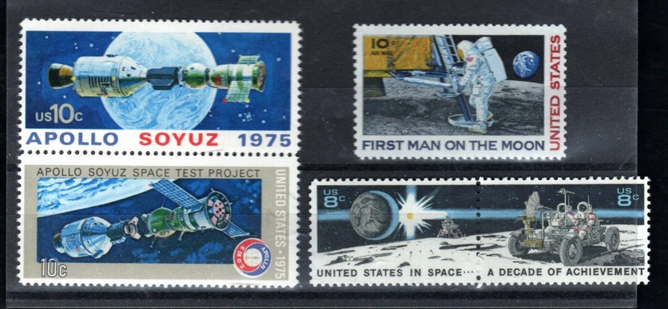 USA Space Stamp - 5 old Space Achievement postage stamps - Image 1 of 1