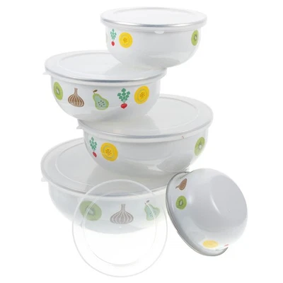  Rührschüssel Set Mit Deckel Vintage Emailleschale Salatschüsseln - Bild 1 von 4