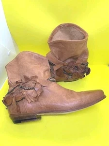 Ermanno Scervino hellbraune Leder Western Cowgirl Stiefeletten Größe UK 5,5 EU 38,5 - Bild 1 von 9