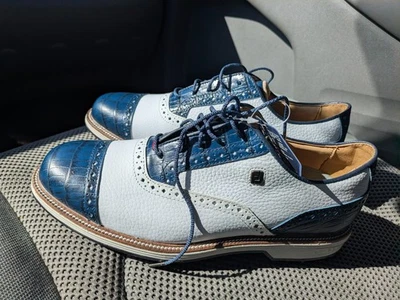 Footjoy Premiere Series Tarlow Golf Shoes Mens Size 8 White Navy Blue New No Box - Image 1 of 4