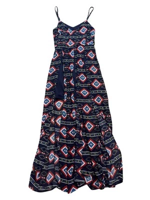 Bailey Blue Women's Large Spaghetti Strap Colorful Print Maxi Dress Short Skirt - Image 1 of 4