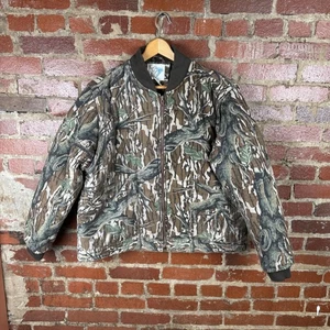 Vintage Trophy Club Jacket Mens XL Camo Brown Green Quilted Hollofil Hunting 90s - Picture 1 of 5