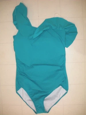 Profile By Gottex Jade 1 Pc One Shoulder Ruffle Swimsuit Sz 14 NWT - Image 1 of 2