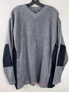 Vintage B.U.M Equipment Fleece Pullover Sweatshirt Mens XL Elbow Patches Gray - Picture 1 of 11
